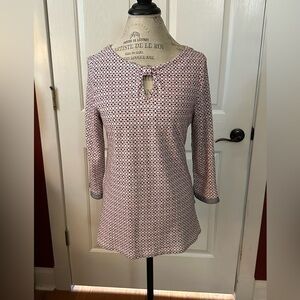 Talbots Pink and Black Geometric Tunic